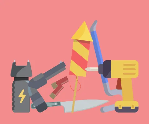 Illustrazione di articoli proibiti