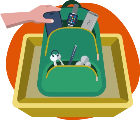 Riponi gli oggetti nelle vaschette