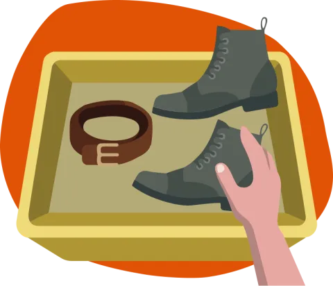 Cinture e calzature con parti metalliche nella vaschetta